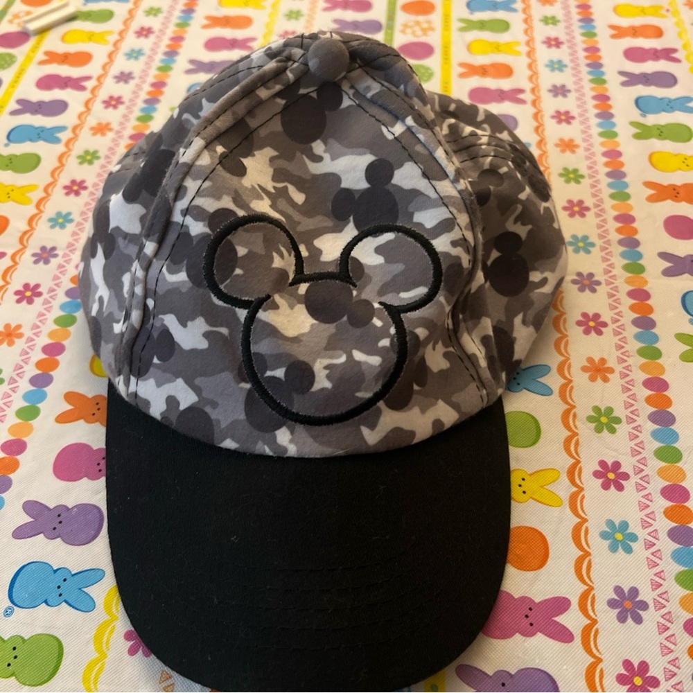 DISNEY Mickey Mouse Embroidered Grey Camo Youth Cap Baseball Hat Adjustable